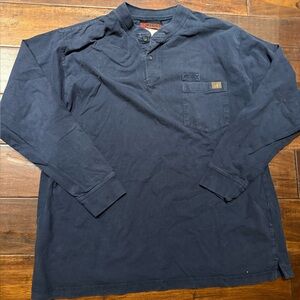 Riggs Wrangler Workwear Navy Blue Men's Henley Shirt L